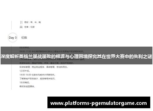 深度解析英格兰屡战屡败的根源与心理困境探究其在世界大赛中的失利之谜